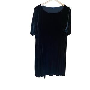 Lands end plus size Elegant Black Velvet Dress 2X witchy moody goth whimsigoth